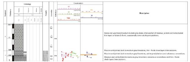 Generalized stratigraphic column of La Frontera Formation, Alto de los Caballeros section.