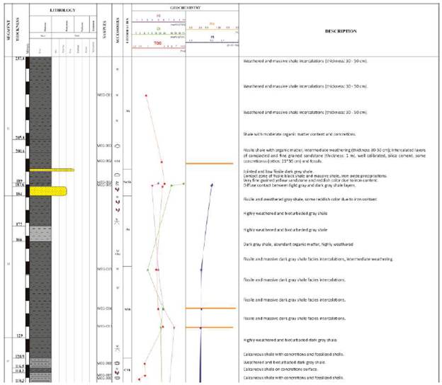 Generalized stratigraphic column of Conejo Formation, Alto de los Caballeros section.