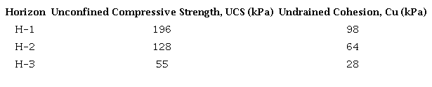 Results of unconfined compressive strength (UCS) test.