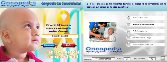 Módulo Comprueba tus conocimientos del software educativo “Oncopedia”.