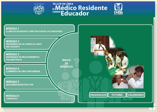 Guía de navegación del curso en línea del Médico Residente como Educador, para residentes de Medicina Familiar.
