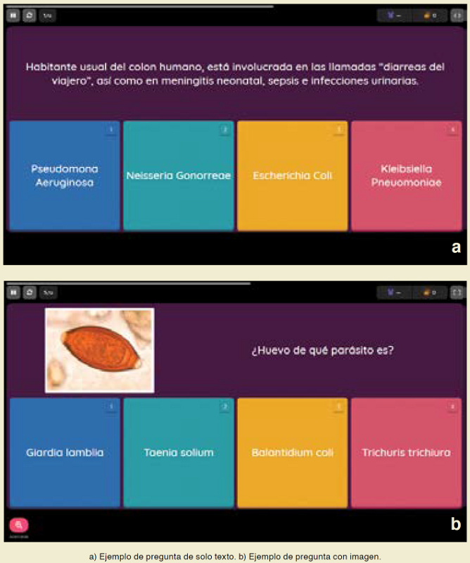 Representación de las preguntas utilizadas en las trivias a través de
							la app Quizizz