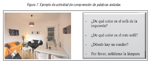 Ejemplo de actividad de comprensi&oacute;n de palabras aisladas.