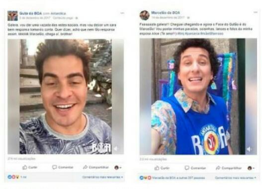 Transição dos perfis entre os personagens.