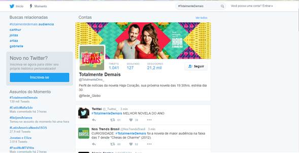  Conta de Totalmente Demais no Twitter.