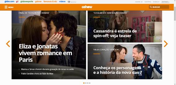 Página do site Gshow.