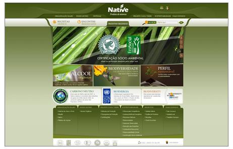 Site da empresa Native Alimentos, fabricante do
açúcar Native.