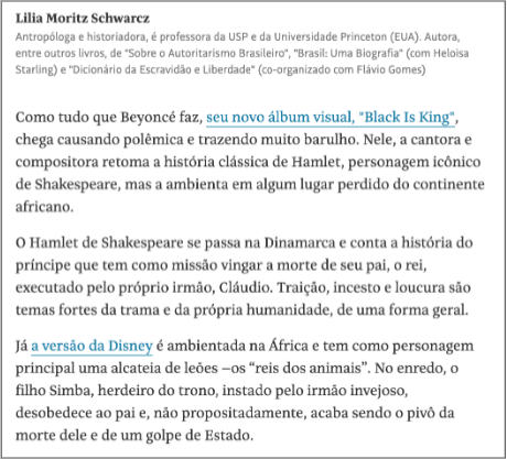 Trecho do texto de Schwarcz na Folha de S. Paulo