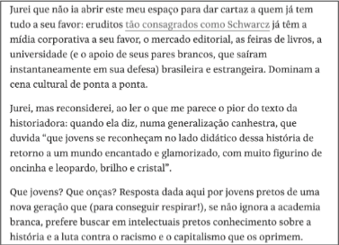 Trecho do texto de Felinto na Folha de S. Paulo.