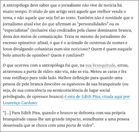 Trecho do texto de Felinto na Folha de S. Paulo.