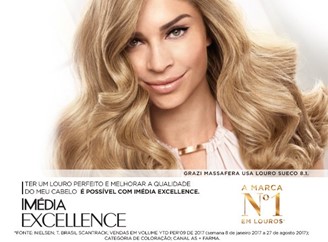 Colagem de campanha publicitária de tintura de cabelo veiculada em TV