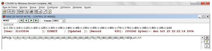 Formato LINEA con regla  de medida de posici&oacute;n de caracteres