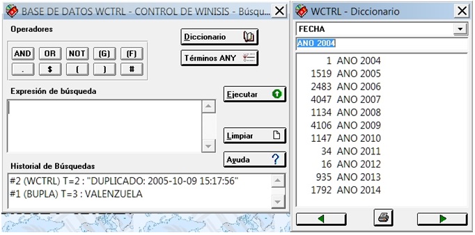 Diccionario que muestra  por el campo de FECHA las ocurrencias por a&ntilde;o
