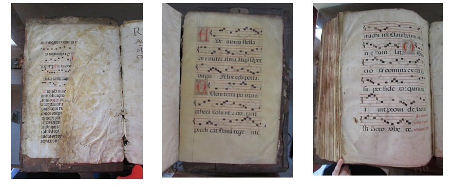 Biblioteca Mayor de la Universidad Nacional de C�rdoba, Donaci�n Enrique Ferrer Vieyra, N� 385. Detalles de folio de guarda adherido a contra tapa frontal y folio de guarda volante recto y verso.