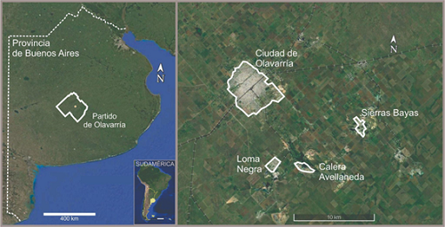 Mapa de Olavarr�a con las tres villas obreras