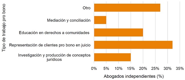  &iquest;Qu&eacute; tipo de trabajo pro bono ha realizado en los &uacute;ltimos doce meses? 