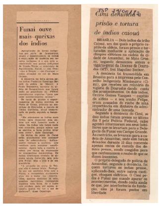 Torturas contra os Kaiow&aacute; nas d&eacute;cadas de 70/80. 