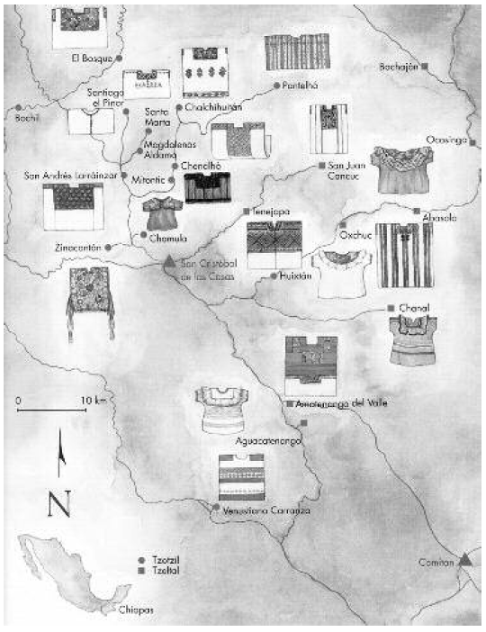 Huipiles según
municipio de procedencia