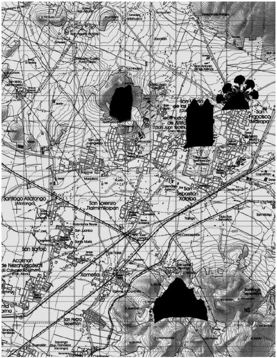 Este
corredor tiene la forma de un paralelogramo, que de Este a Oeste ocupa
aproximadamente 20 km de largo por 10 km de ancho. Imagen basada en la carta
topograf&iacute;a del inegi escala 1: 50 000 Texcoco e14 b21.