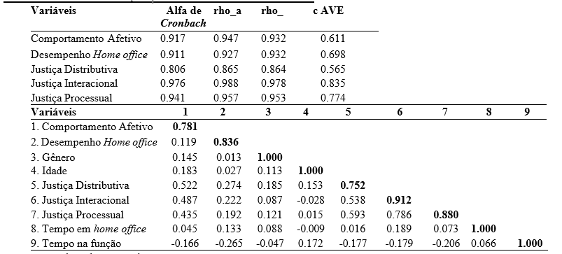Tabela 3Modelo de Mensura��o      