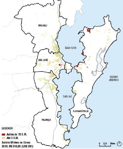 Mapa de concentra&ccedil;&atilde;o populacional por extremos de renda. 