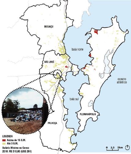 Mapa de localiza&ccedil;&atilde;o da comunidade Frei Dami&atilde;o, entre Palho&ccedil;a e S&atilde;o Jos&eacute;. 