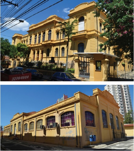 Instituto Profissional Bento Quirino/Colégio Técnico de Campinas (COTUCA): (1) Edifício Escola e (2) Edifício das Oficinas, 2014. 