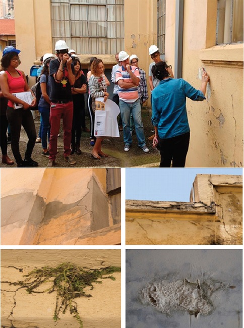 Estudo sobre alterações e danos nos revestimentos externos. Argamassas incompatíveis, desagregação, colonização biológica. 