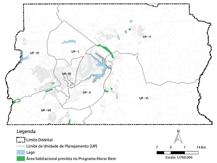 Mapa das áreas de oferta habitacional previstas no PlanDHIS.