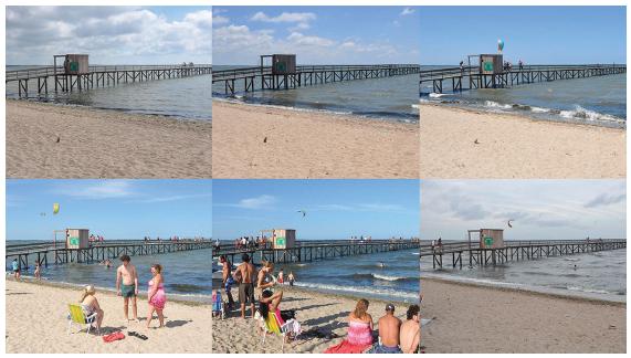 Justaposi&ccedil;&atilde;o de imagens das horas do dia de ver&atilde;o. 