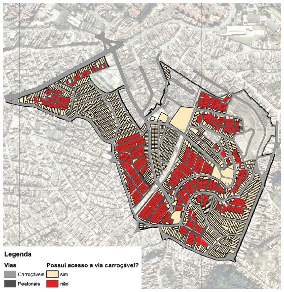 Parque S&atilde;o Bernardo: domic&iacute;lios com acesso por vias carro&ccedil;&aacute;veis e vias de pedestre.
