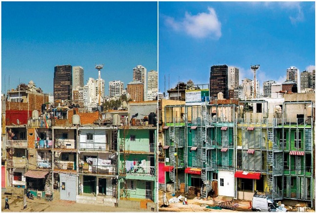 Antes y después de obras de mejoramiento externo a la vivienda. Villa 31 y 31 Bis 