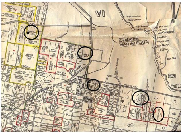 Constituci&oacute;n de Sociedades An&oacute;nimas de familias terratenientes, sobre tierra rural contigua al ejido urbano. Gral. Pueyrredon, circa 1950.