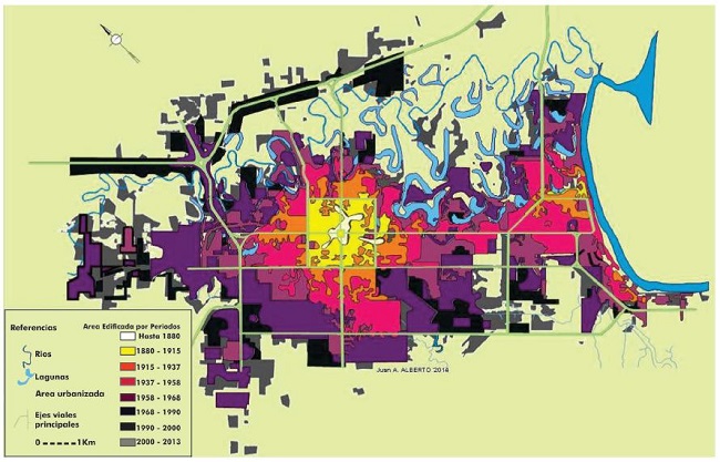 Crecimiento de la mancha urbana de Resistencia.