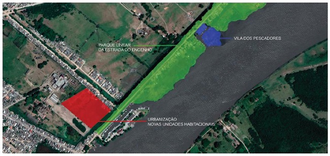 Projeto de Urbaniza&ccedil;&atilde;o e Vila de Pescadores: situa&ccedil;&atilde;o urbana. Plano Popular da Estrada do Engenho. Pelotas, 2017.