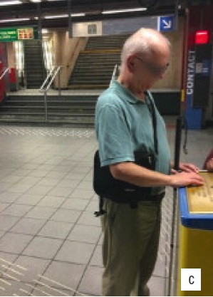 Th.T. detecta círculos táteis ao início e fim de escadas e plataformas de embarque.