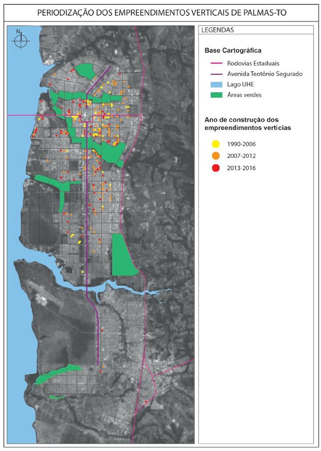 Periodiza&ccedil;&atilde;o da implanta&ccedil;&atilde;o dos empreendimentos verticais em Palmas-TO. 