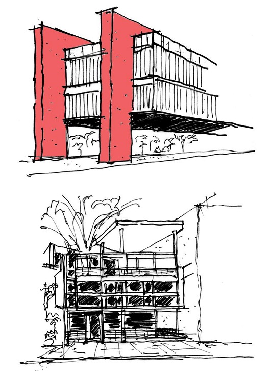 Above: MASP. S&atilde;o Paulo, Brazil. Arch. Lina Bo Bardi, 1968; Below: Curutchet Residence. La Plata, Argentina. Arch. Le Corbusier, 1950.