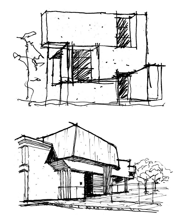 Above: UC Innovation Center. Santiago, Chile. Arch. Alejandro Aravena, 2014; Below: MAXXI Museum. Roma, Italy. Arch. Zaha Hadid, 2009.