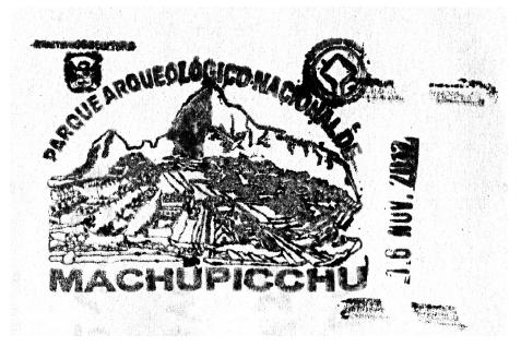 Machupicchu access stamp