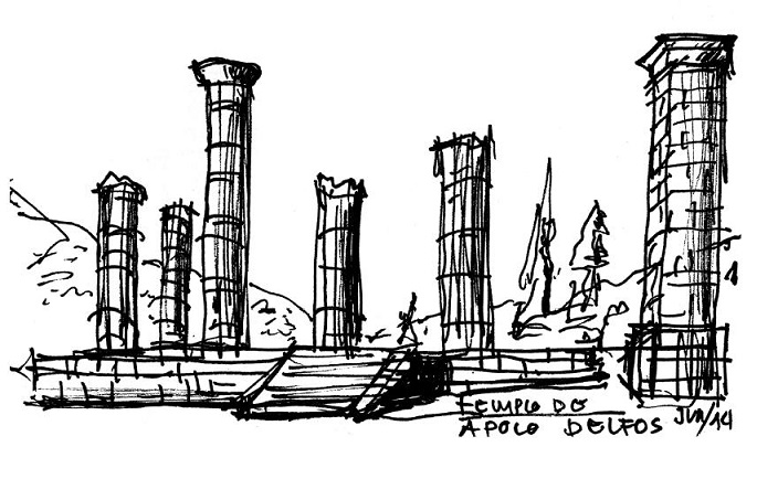 Temple of Apollo. Delphi, Greece. Arch. Trof&ocirc;nio and Agamedes. IVth Century BC