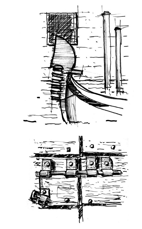 Above: Gondola. Venice, Italy; Below: Tranca. Venice, Italy.