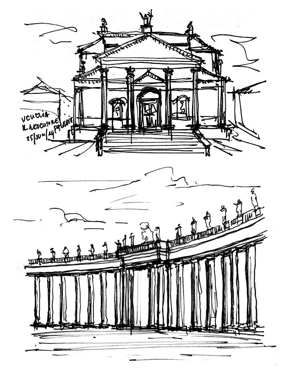 Above: IL Redentore. Giudecca, Venice, Italy. Arch. Andrea Palladio. XVIth Century; Below: St. Peter's Square. Vatican. Arch. (Gian Lorenzo) Bernini. XVIIth Century.