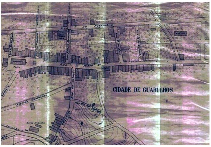 Pormenor do Plano do Parque Estrella, em Guarulhos, mostrando a &ldquo;Cidade de Guarulhos&rdquo;.