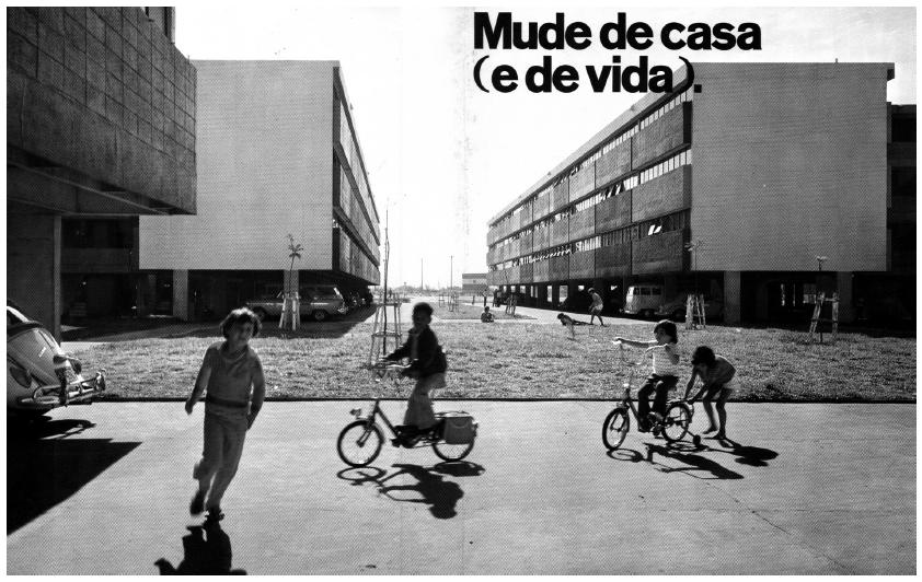 Folheto de divulga&ccedil;&atilde;o das unidades habitacionais do Conjunto. Espa&ccedil;os livres.