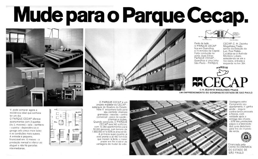 Folheto de divulga&ccedil;&atilde;o das unidades habitacionais do Conjunto. Arranjos. 
