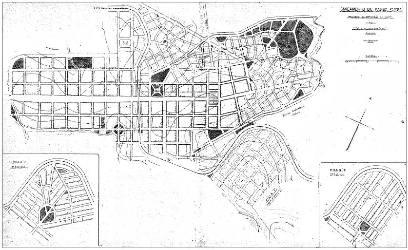 Planta da cidade de Passo Fundo/RS elaborada por Saturnino de Brito em 1919.