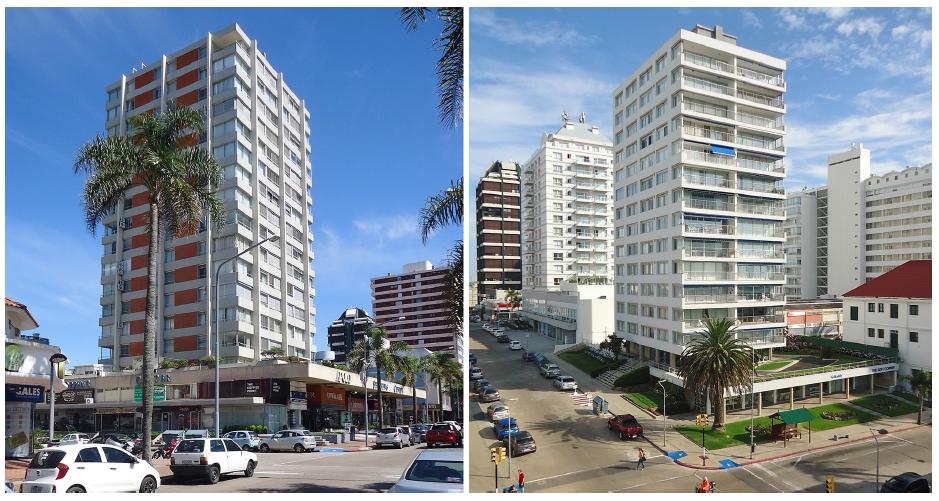 O Edif&iacute;cio Apolo (esquerda), sobre a plataforma que reconfigura a rua-corredor; e o Edif&iacute;cio Castelmare com a solu&ccedil;&atilde;o engenhosa da base.