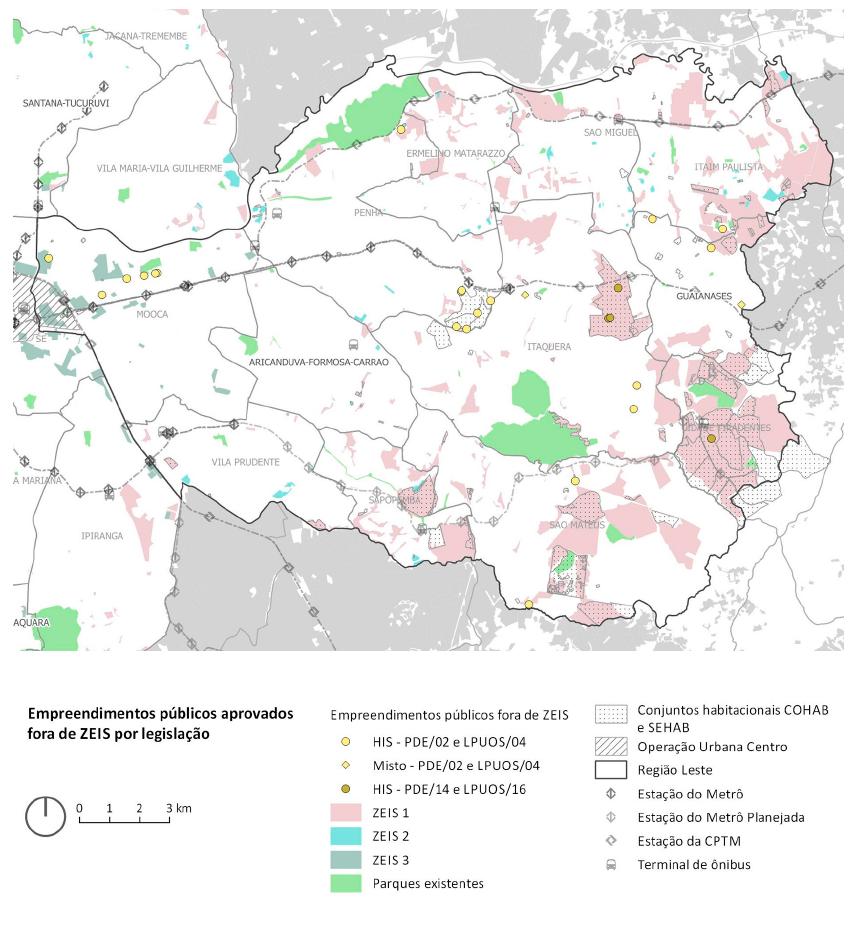 Empreendimentos p&uacute;blicos aprovados fora de ZEIS por legisla&ccedil;&atilde;o.