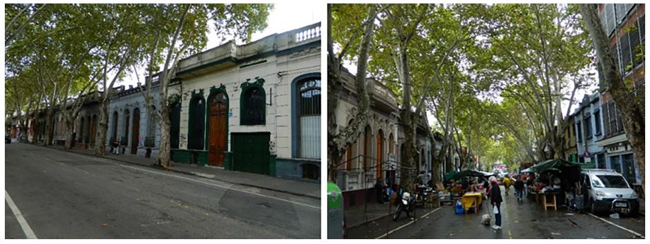 Montevideo sem e com a Feira de Tristan Narvaja.